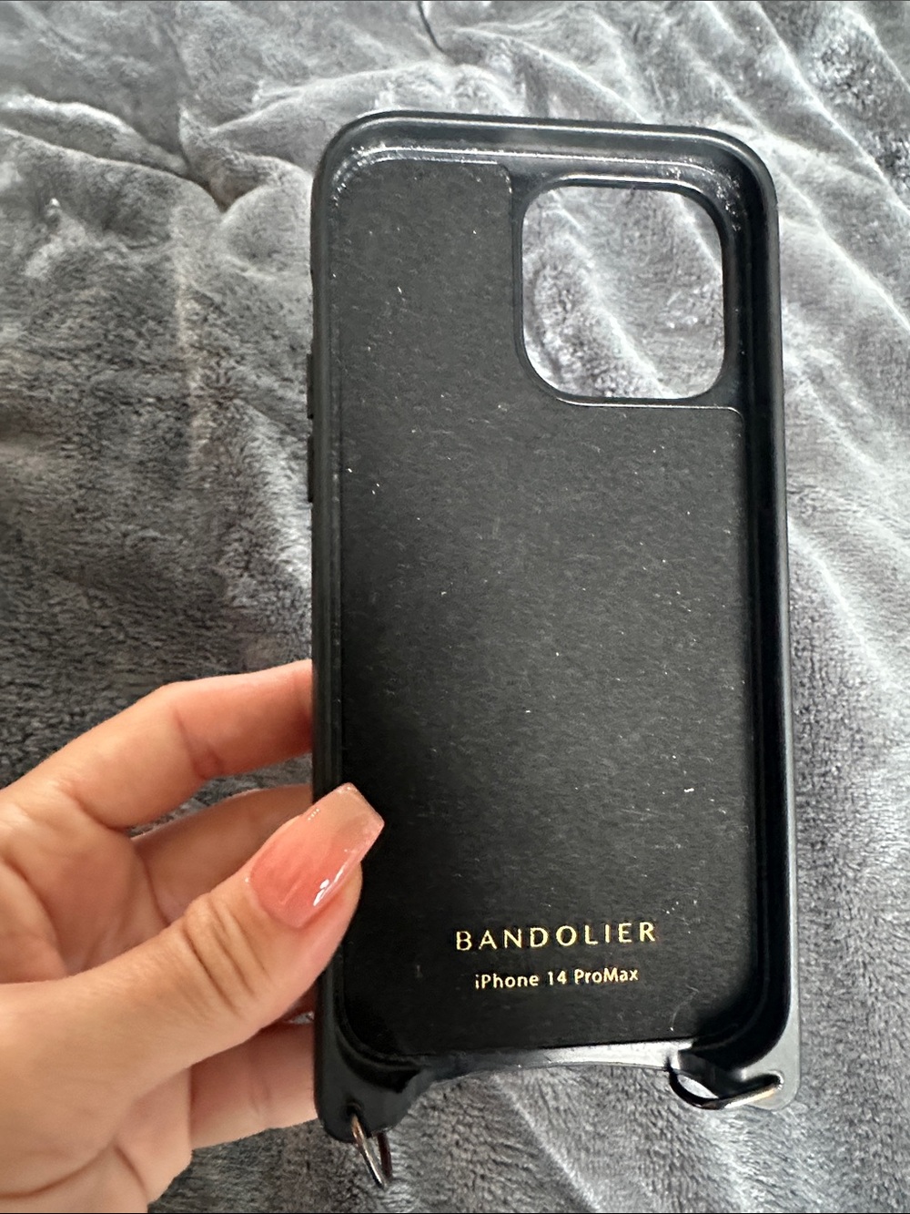 Bandolier Black Leather iPhone 14 Pro Max Crossbody Case